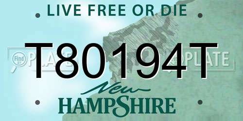 T80194T New Hampshire License Plate