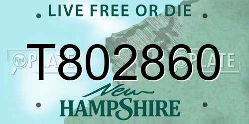 T802860 New Hampshire License Plate