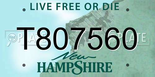 T807560 New Hampshire License Plate