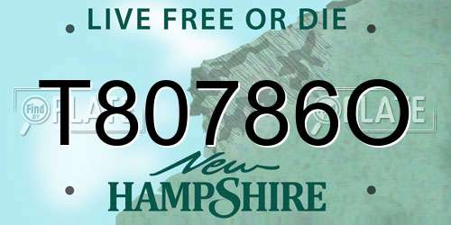 T80786O New Hampshire License Plate