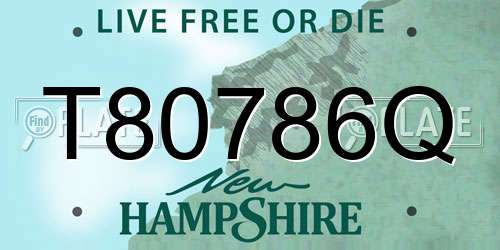 T80786Q New Hampshire License Plate
