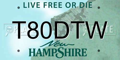 T80DTW New Hampshire License Plate