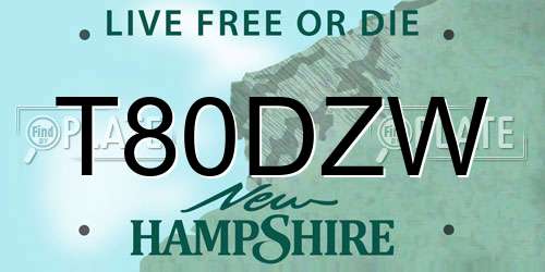 T80DZW New Hampshire License Plate