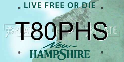 T80PHS New Hampshire License Plate