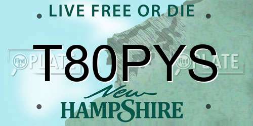 T80PYS New Hampshire License Plate