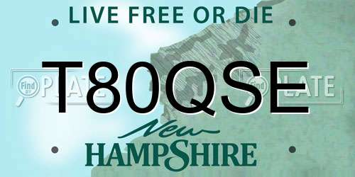 T80QSE New Hampshire License Plate