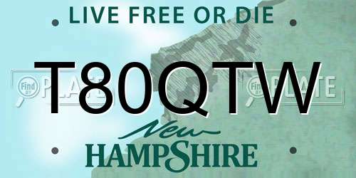 T80QTW New Hampshire License Plate