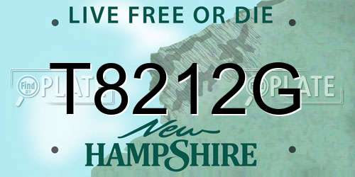 T8212G New Hampshire License Plate