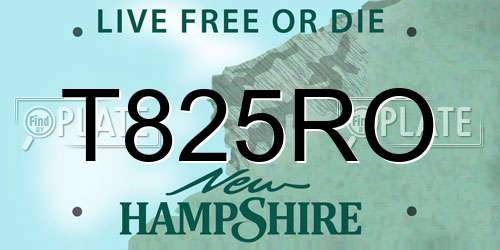 T825RO New Hampshire License Plate