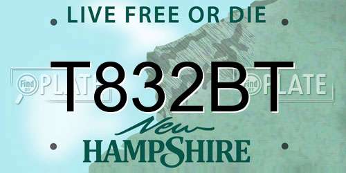 T832BT New Hampshire License Plate