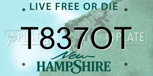 T837OT New Hampshire License Plate