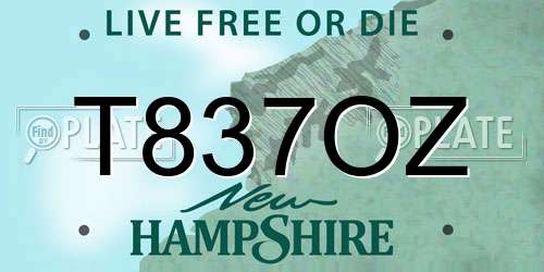 T837OZ New Hampshire License Plate