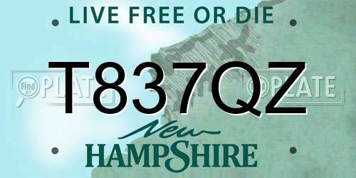 T837QZ New Hampshire License Plate