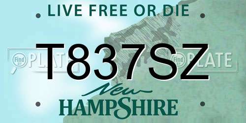 T837SZ New Hampshire License Plate