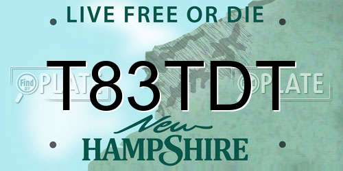 T83TDT New Hampshire License Plate