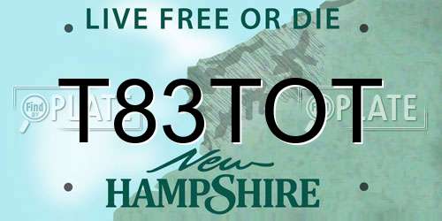 T83TOT New Hampshire License Plate