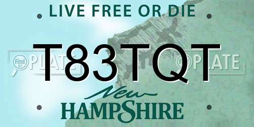 T83TQT New Hampshire License Plate