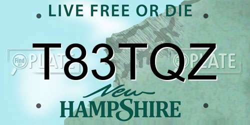 T83TQZ New Hampshire License Plate