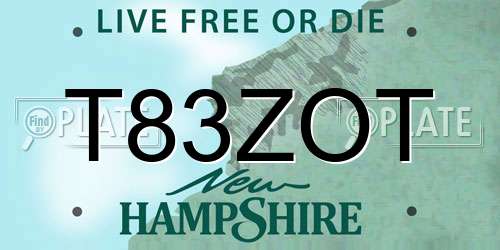 T83ZOT New Hampshire License Plate