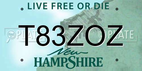 T83ZOZ New Hampshire License Plate