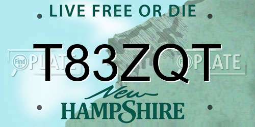 T83ZQT New Hampshire License Plate