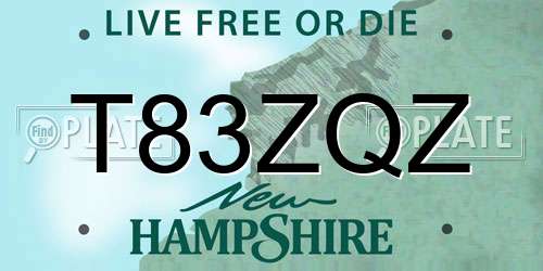 T83ZQZ New Hampshire License Plate