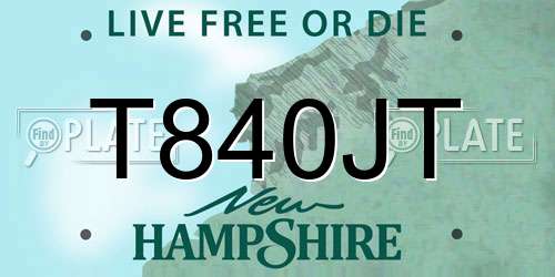 T840JT New Hampshire License Plate