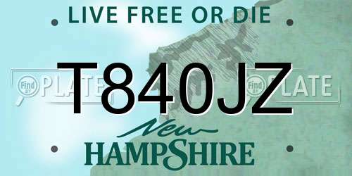T840JZ New Hampshire License Plate