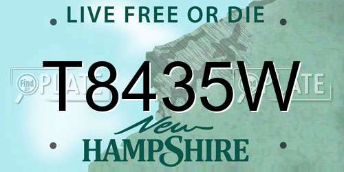 T8435W New Hampshire License Plate