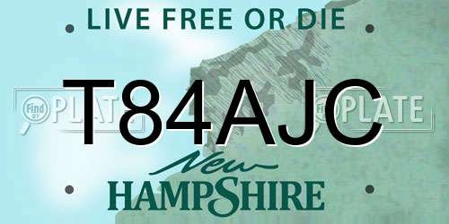 T84AJC New Hampshire License Plate