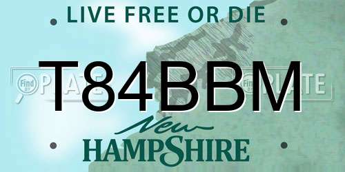 T84BBM New Hampshire License Plate