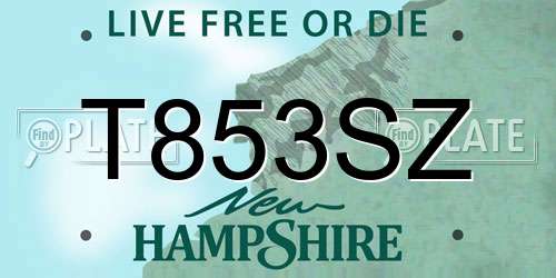 T853SZ New Hampshire License Plate