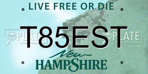 T85EST New Hampshire License Plate