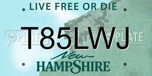 T85LWJ New Hampshire License Plate