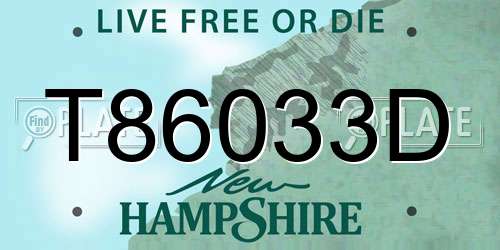 T86033D New Hampshire License Plate