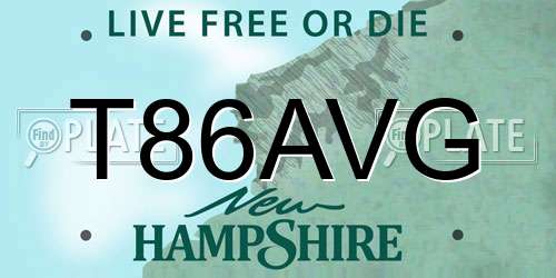 T86AVG New Hampshire License Plate