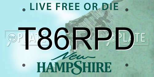 T86RPD New Hampshire License Plate