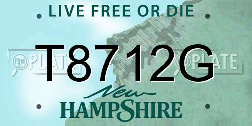 T8712G New Hampshire License Plate