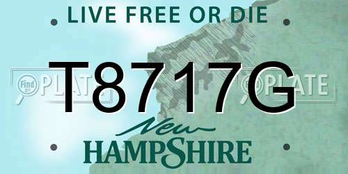 T8717G New Hampshire License Plate