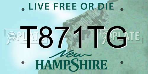 T871TG New Hampshire License Plate