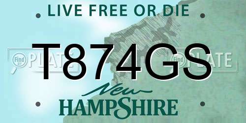 T874GS New Hampshire License Plate