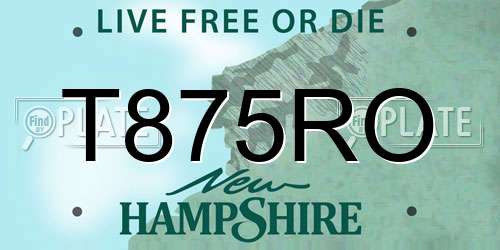 T875RO New Hampshire License Plate