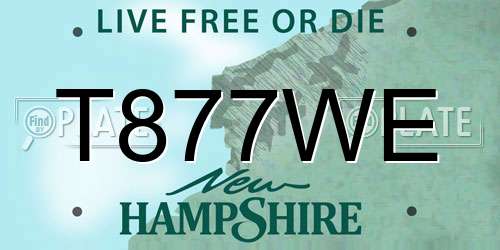 T877WE New Hampshire License Plate