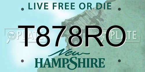 T878RO New Hampshire License Plate