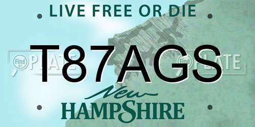 T87AGS New Hampshire License Plate