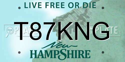 T87KNG New Hampshire License Plate