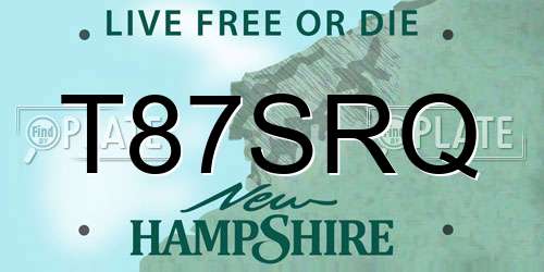 T87SRQ New Hampshire License Plate