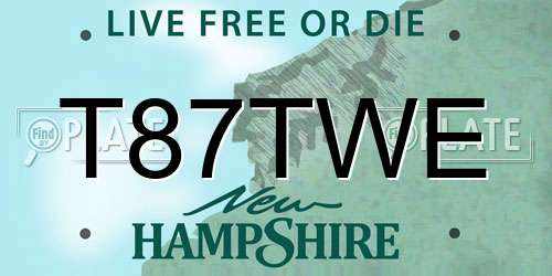 T87TWE New Hampshire License Plate