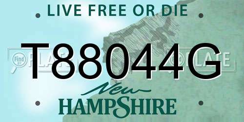 T88044G New Hampshire License Plate