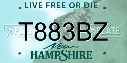 T883BZ New Hampshire License Plate